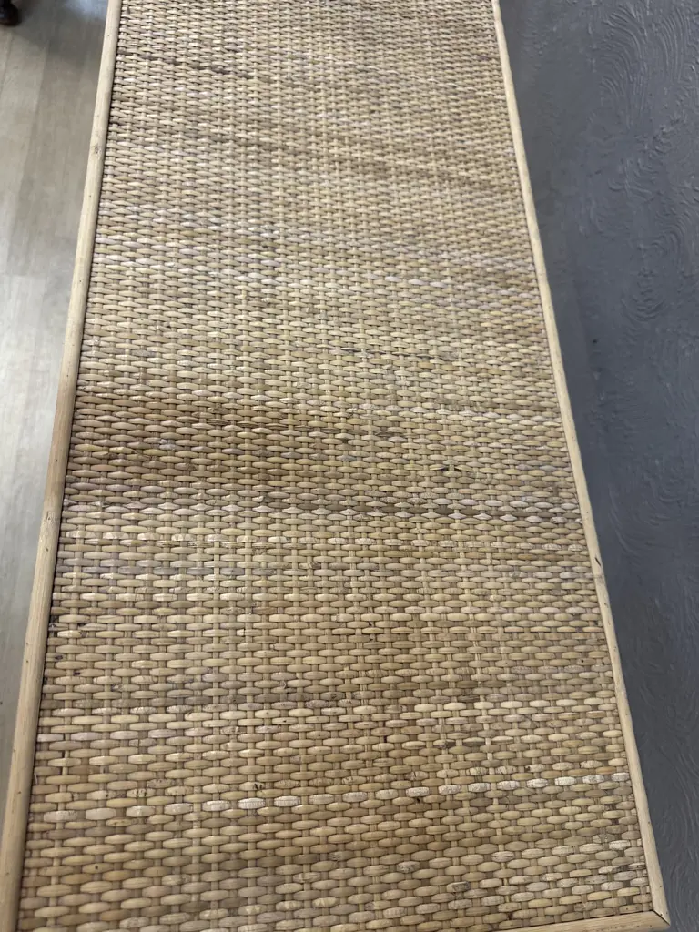Wood & Rattan Console Table. H75.5 W95 D35cm Image 1++