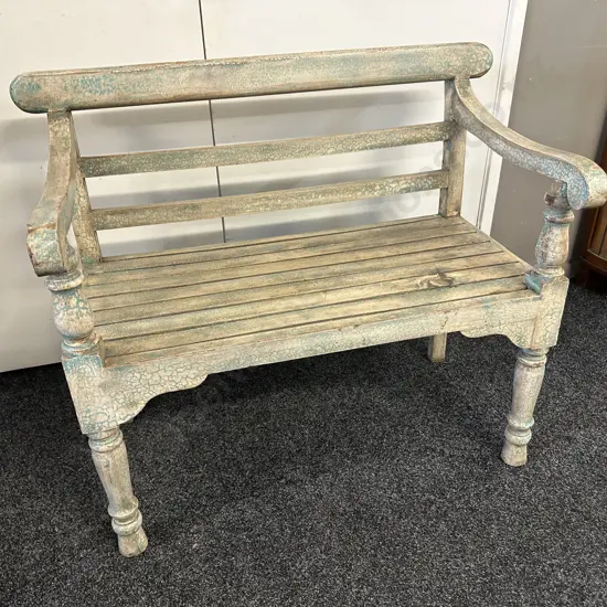 Rustic Wooden Bench Seat With Weathered Finish H85,W105,D57cm.