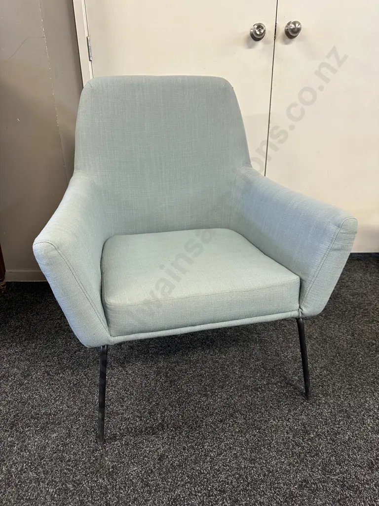 Modernist Stoneleigh & Robertson Lounge Armchair With Black Steel Frame & Teal Upholstery Image 1++