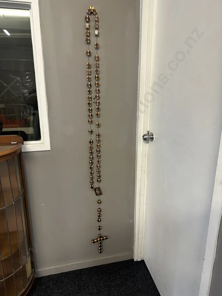 Vintage Long Rosary Brown Wood Beads L168cm. Image 1++