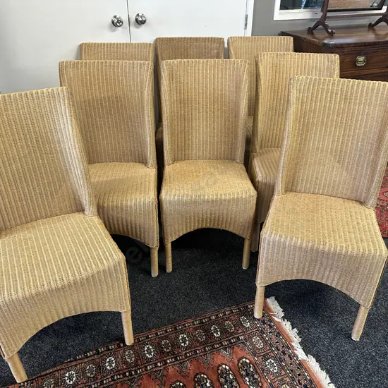 Set Of Eight Lustys Lloyd Loom Dining Chairs Woven Fibre Furniture
