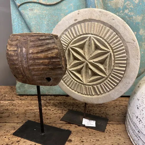 Handcrafted Chapati On a Stand & Wooden Basket On Stand (Sold With 37)