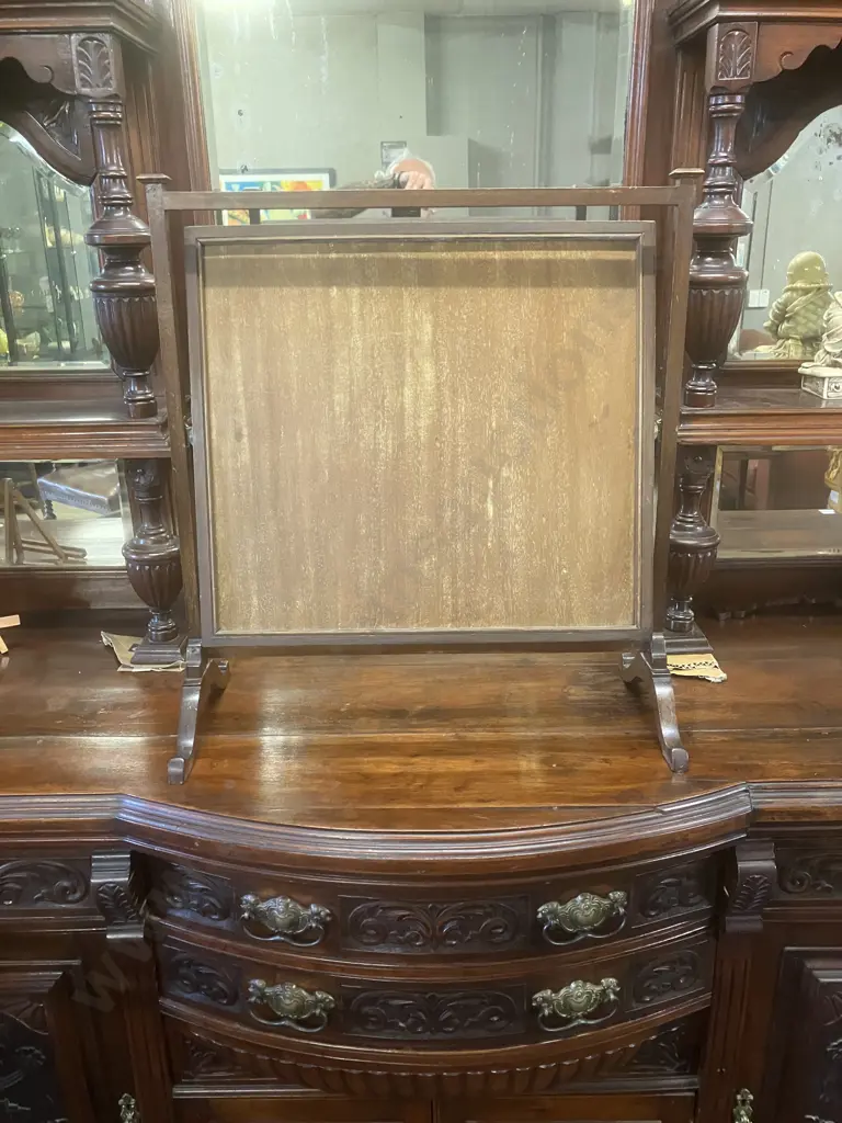 Antique Georgian Mahogany Toilet Mirror. H65 W59 D27.5cm Image 1++