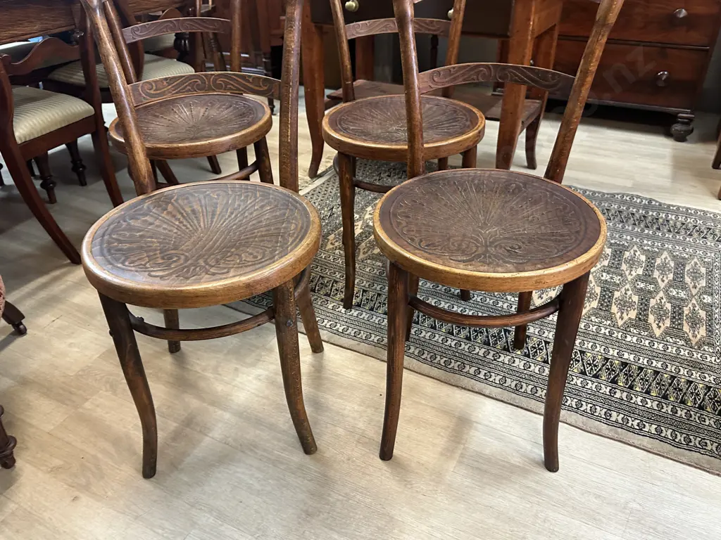 Set Of Four Art Nouveau Bistro Bentwood Chairs Image 1++