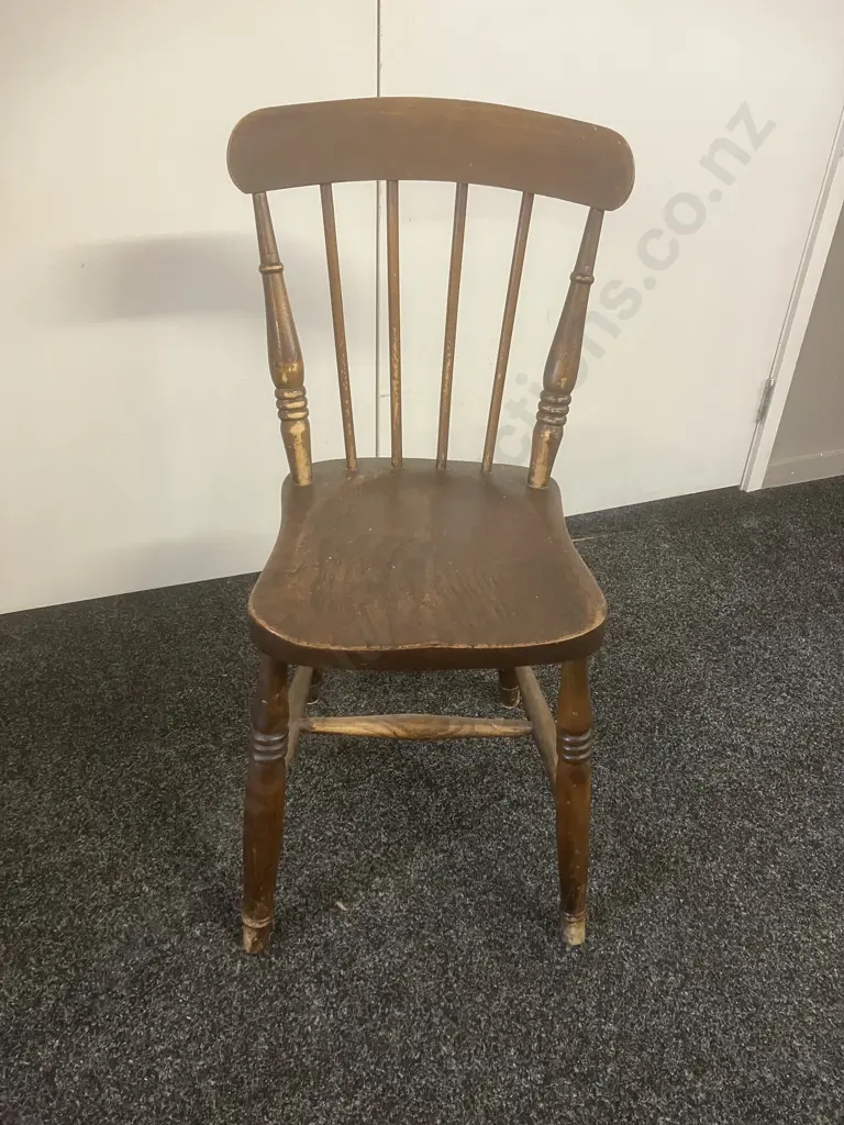 Victorian Beech & Elm Stick Back Kitchen Chair Image 1++