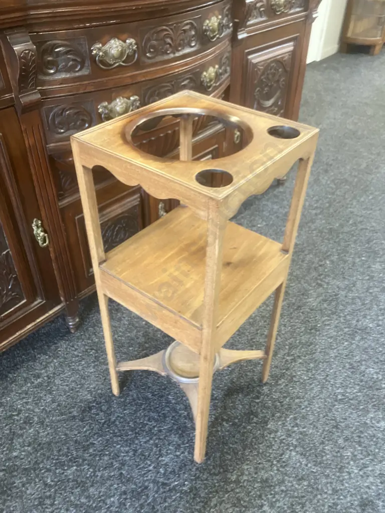 Antique English Georgian Mahogany Washstand Bedside Table. H76 W30.5 D30cm Image 1++