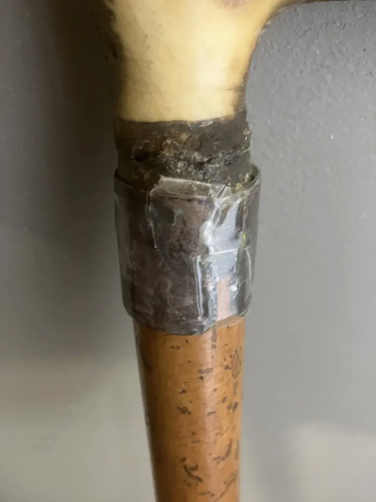 Vintage Wooden Walking Stick With Antler Handle. 79cm Image 1++