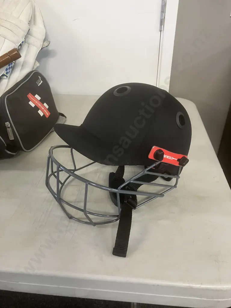 Cricket Gear In Gray-Nicholls Crocket Bag - Junior Elite Size Helmet, Bats, Balls Etc Image 1++