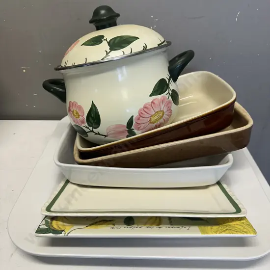 Selection Of Platters, Bakeware & Lidded Double Handled Pot