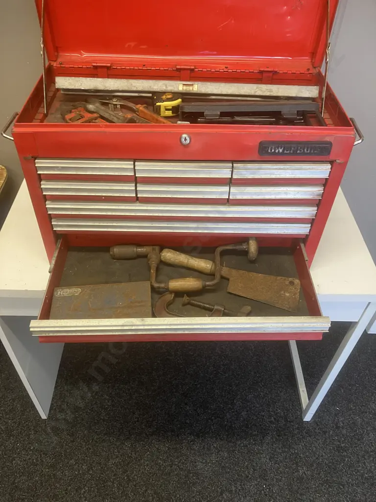 PowerBuilt 9 Drawer Toolbox & Tools With Record 918 Bolt Cutters Image 1++