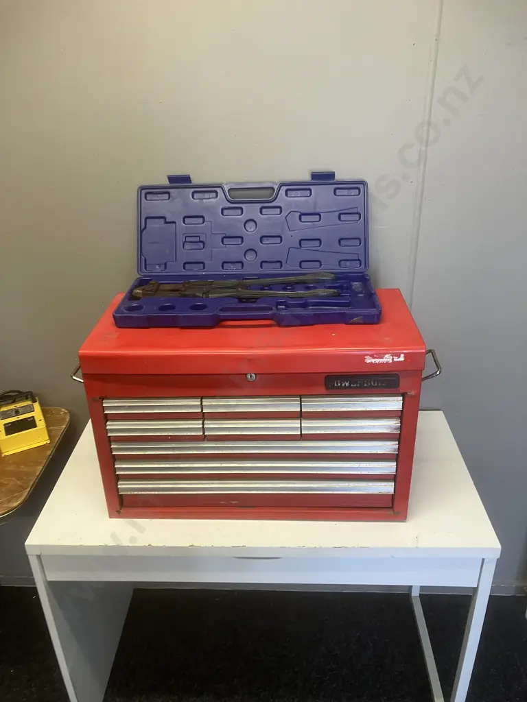 PowerBuilt 9 Drawer Toolbox & Tools With Record 918 Bolt Cutters Image 1++