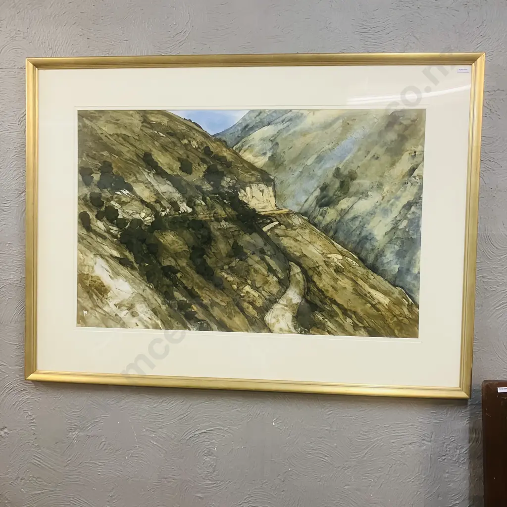 John Caldwell 'The Old Hill Road' Watercolour 1989. Framed 94 x 129cm Image 1++