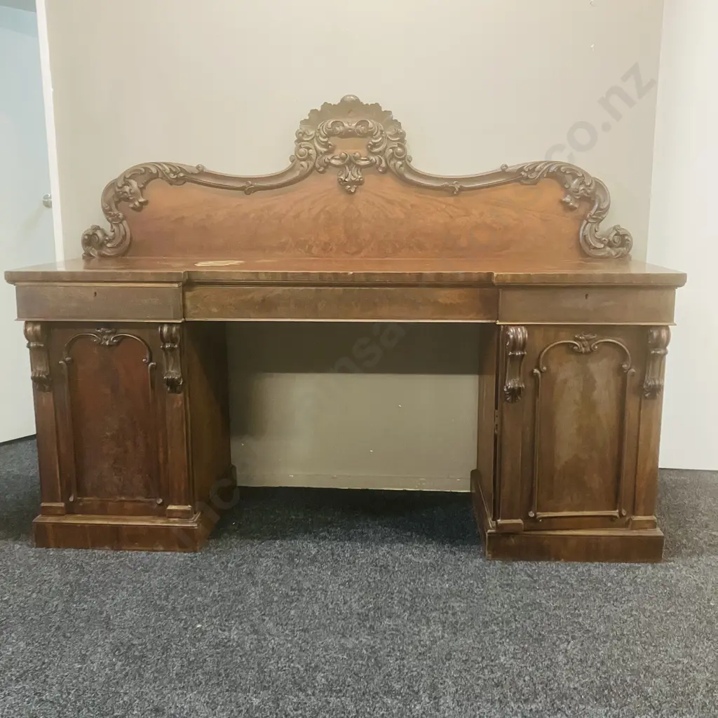 Victorian Mahogany Twin Pedestal Chiffonier, 3 Drawer, 2 Door. H155 W208.5 D64cm Image 1++