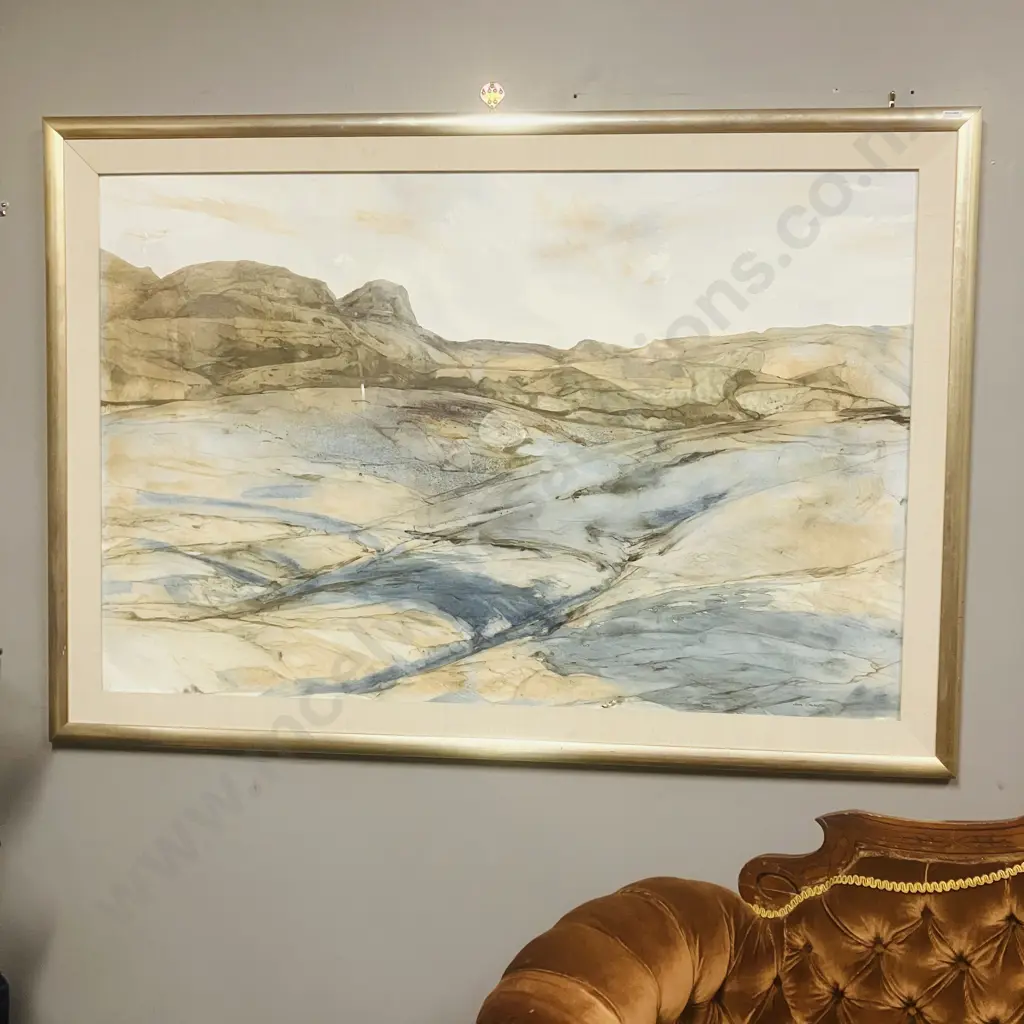 John Caldwell 'Winter Hillsides' Watercolour, Signed Lower Right. Framed 115 x 165cm Image 1++