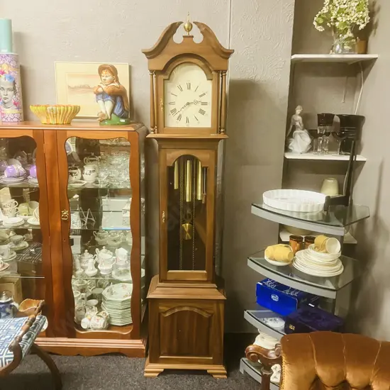 Hermle Mechanical 8-Day Triple Chime Solid Wood Grandfather Clock, Chime Silence Lever, Weight Driven. H195cm