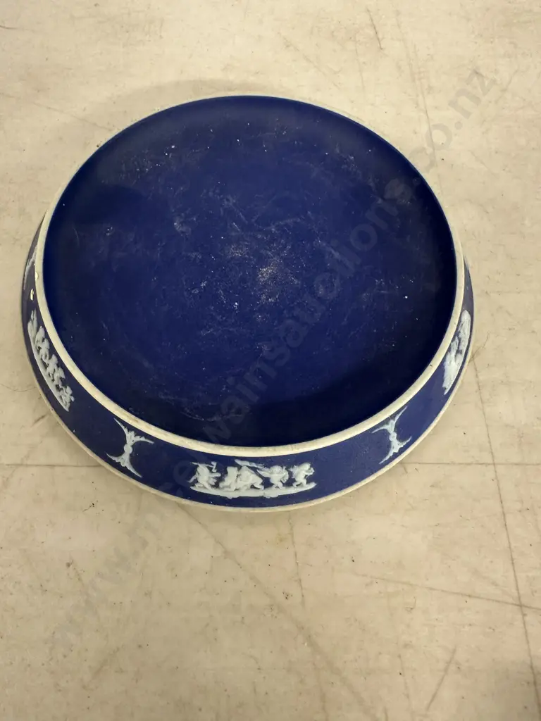 Vintage Wedgwood Cobalt Blue Jasperware Teapot & Trivet Image 1++