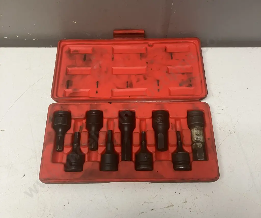 T&E Tools 9 Piece 1/2" Drive SAE In-Hex Impact Socket Set In Molded Case Image 1++