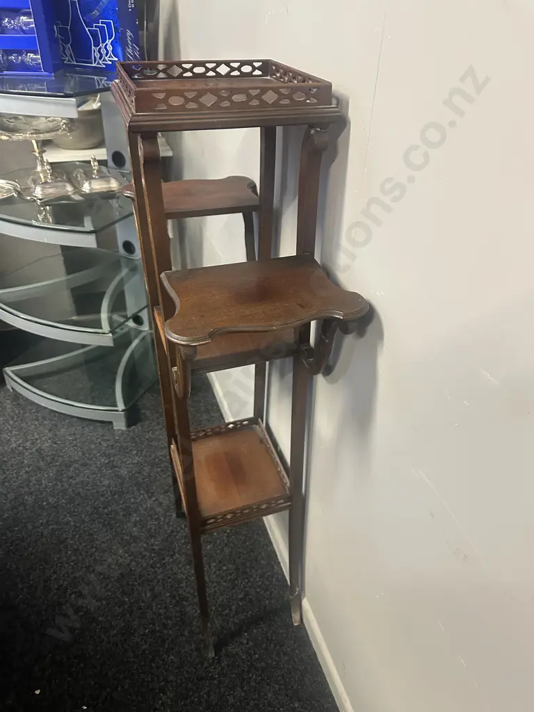 Art Nouveau Five-Tier Wooden Plant Stand. H111.5 W55 25.5cm Image 1++