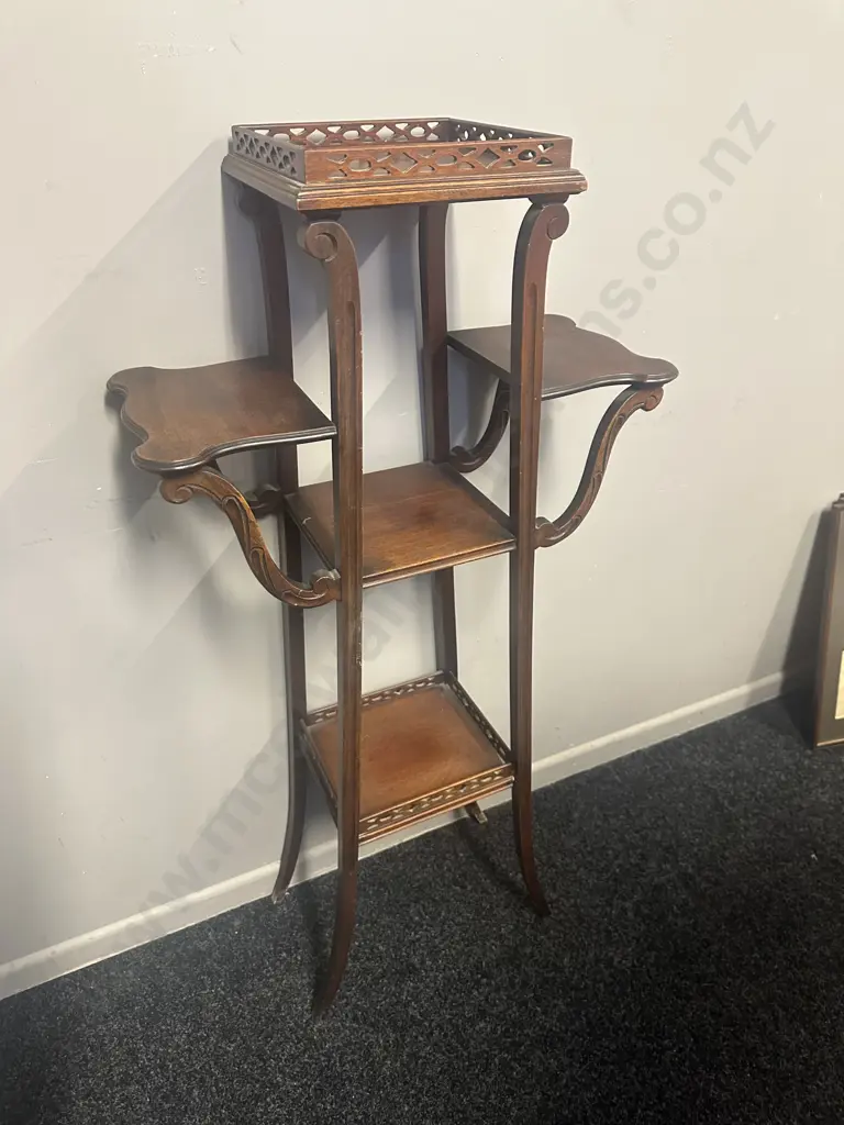 Art Nouveau Five-Tier Wooden Plant Stand. H111.5 W55 25.5cm Image 1++