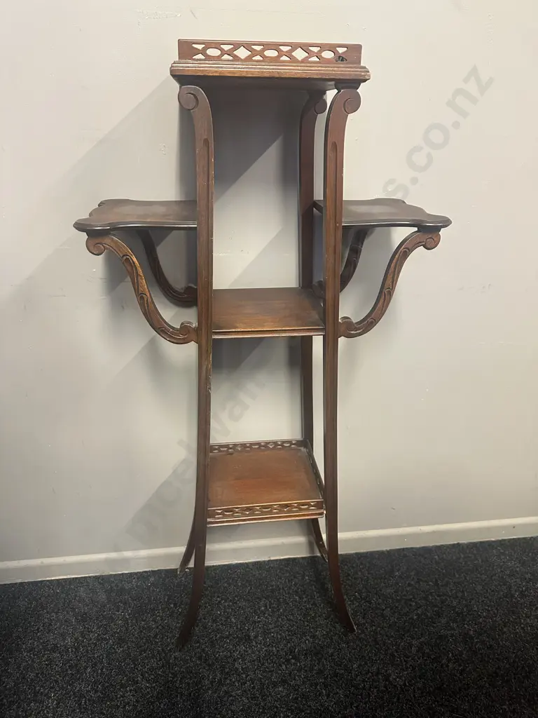 Art Nouveau Five-Tier Wooden Plant Stand. H111.5 W55 25.5cm Image 1++