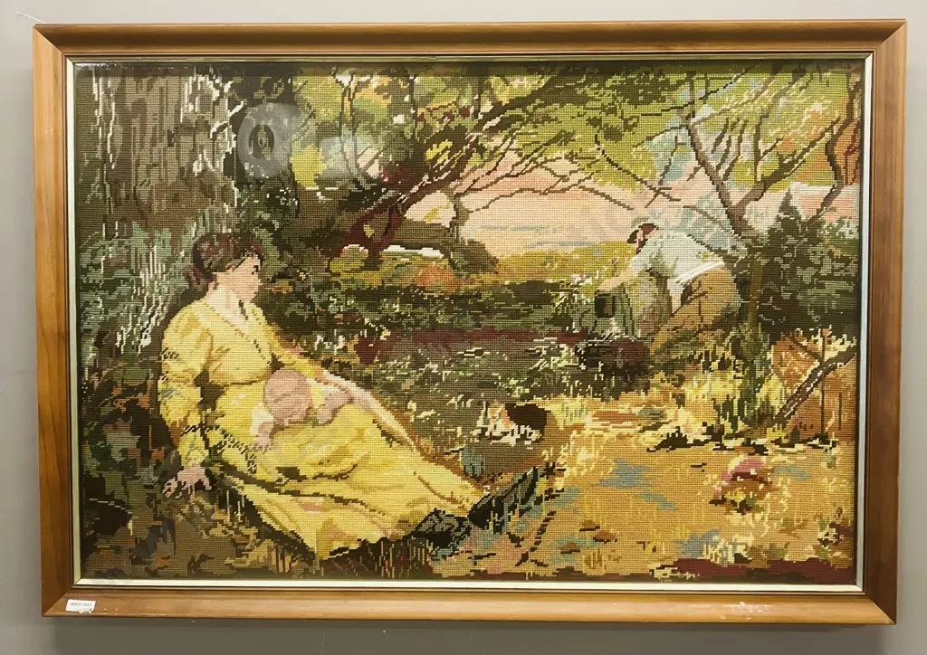 Rare 'On The Wallaby Track' by Frederick McCubbin Handwoven Tapestry Wall Art. Framed With Conservation Glass. 67 x 96cm Image 1++