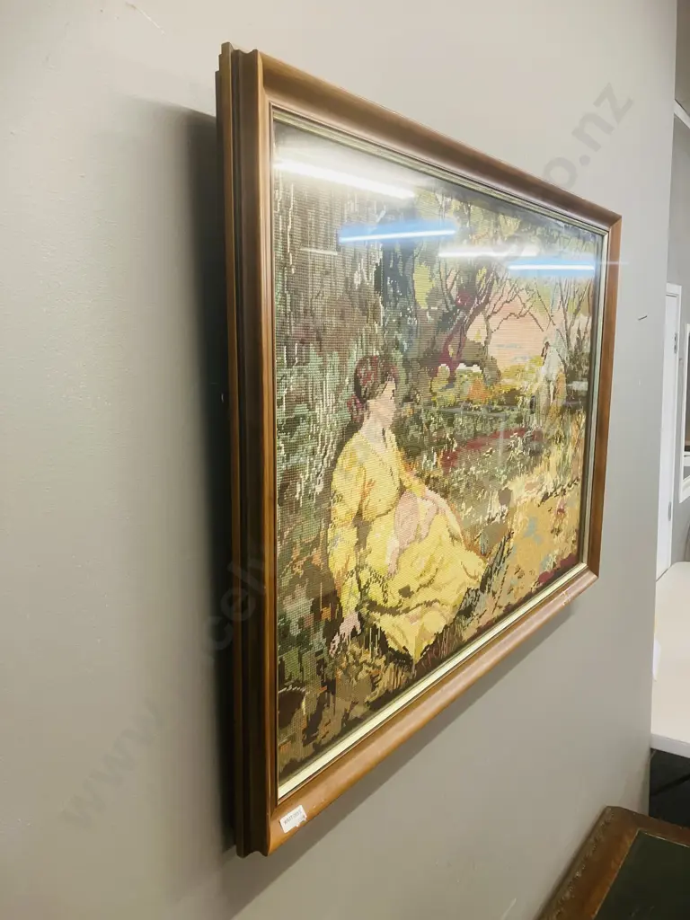 Rare 'On The Wallaby Track' by Frederick McCubbin Handwoven Tapestry Wall Art. Framed With Conservation Glass. 67 x 96cm Image 1++