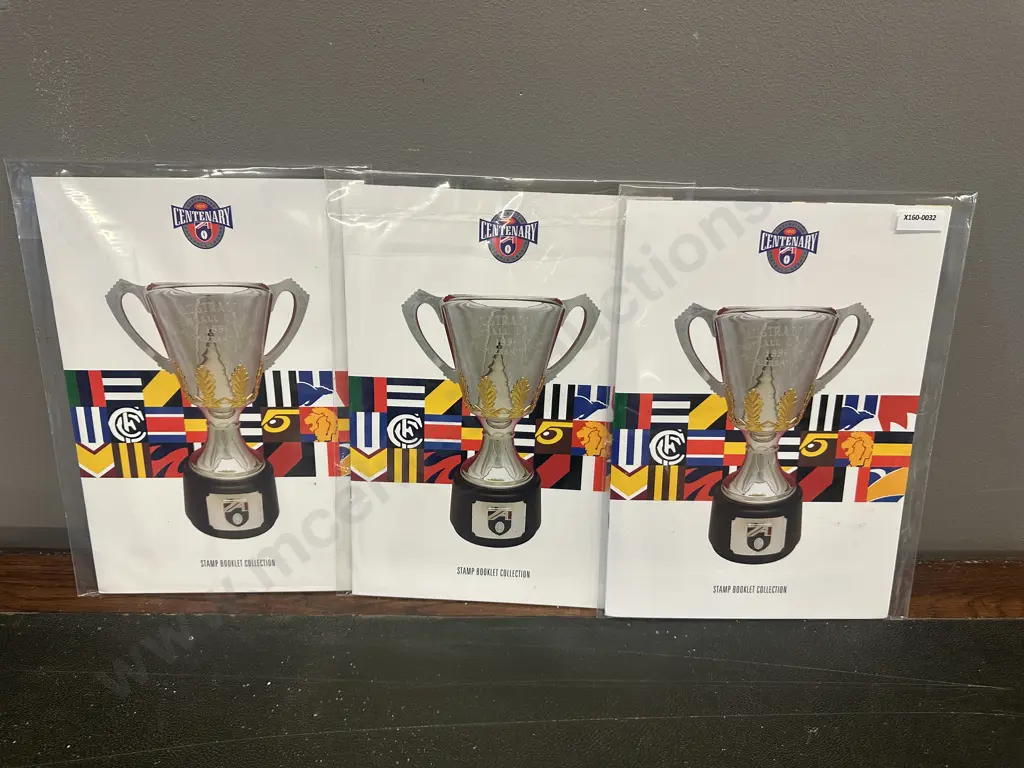 AFL 100 Year Centenary Stamp Booklet Collection x 3 Image 1++