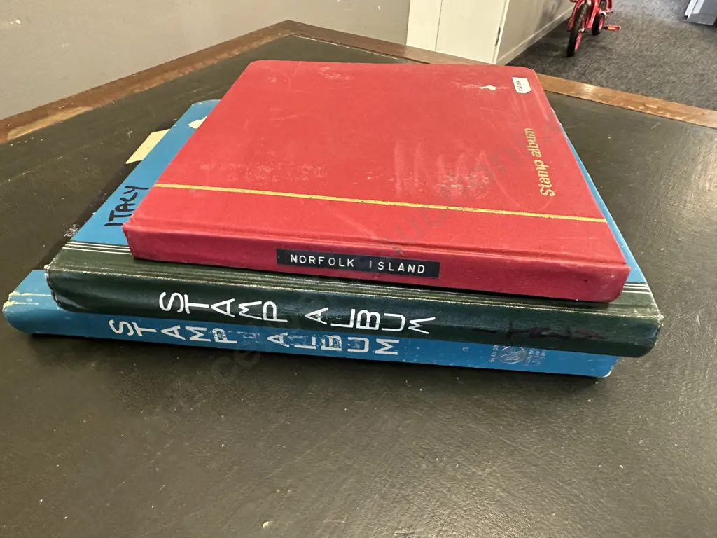 Stamps Albums With Stamps  x3 - Italy, Norfolk & Assorted Image 1++