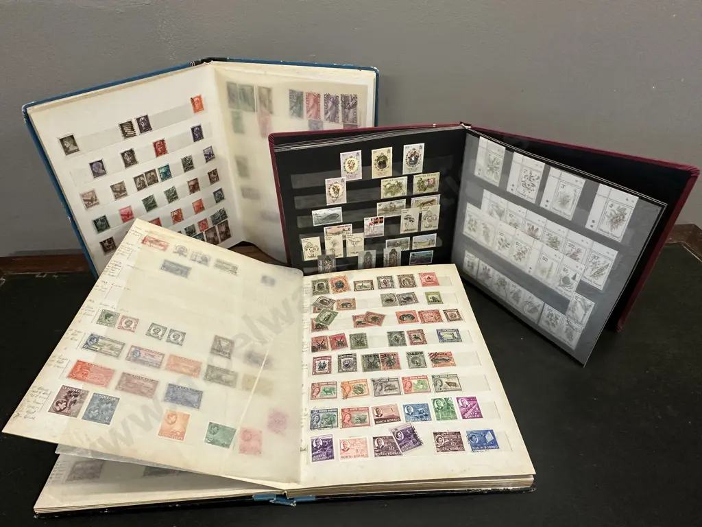 Stamps Albums With Stamps  x3 - Italy, Norfolk & Assorted Image 1++