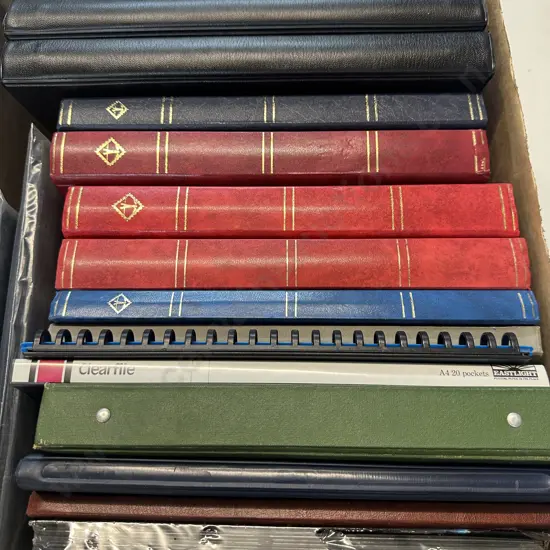 Box Assorted Empty Stamp Albums, Includes 5 Lighthouse Stockbooks