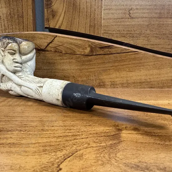 Vintage Hand Carved Tobacco Pipe Figural Detail