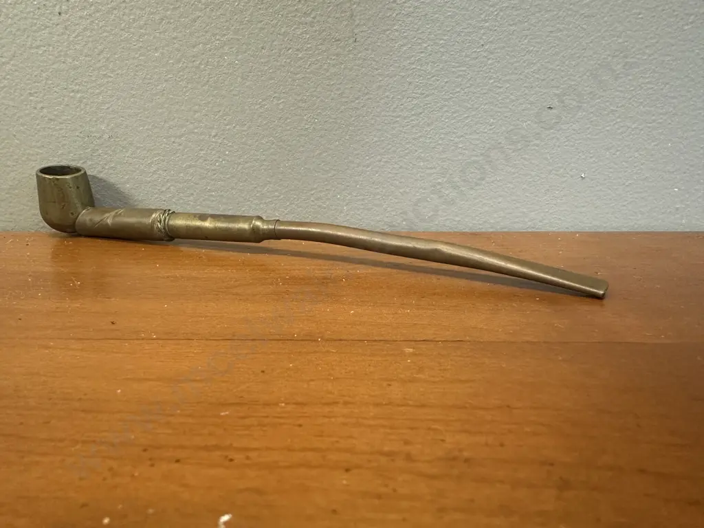 Vintage Brass Pipe With Small Bowl & Long Stem Image 1++