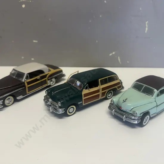 Selection Of 1987 Franklin Mint Precision Model Cars Including 1950 Ford Woody Station wagon, Chrysler  & Chevrolet Mode