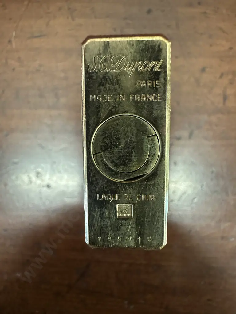 Vintage S.T. Dupont Paris Lighter Gold Plated With Brown Lacquer Finish In Presentation Box With Documentation Image 1++