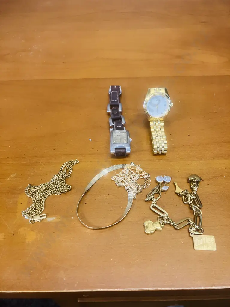New York Charm Bracelet, Gold Colour Jewellery, Citizen GN-4-S Ladies Watch, Fossil F2 Ladies Watch Image 1++