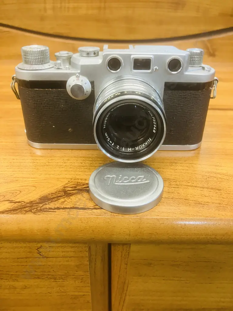 Nicca Type-5 (Japanese 35mm Leica-Style Camera) 1955 #128961 With Nippon Kogaku NIKKOR-H 1:2 f/5cm LTM Lens #750948 Image 1++