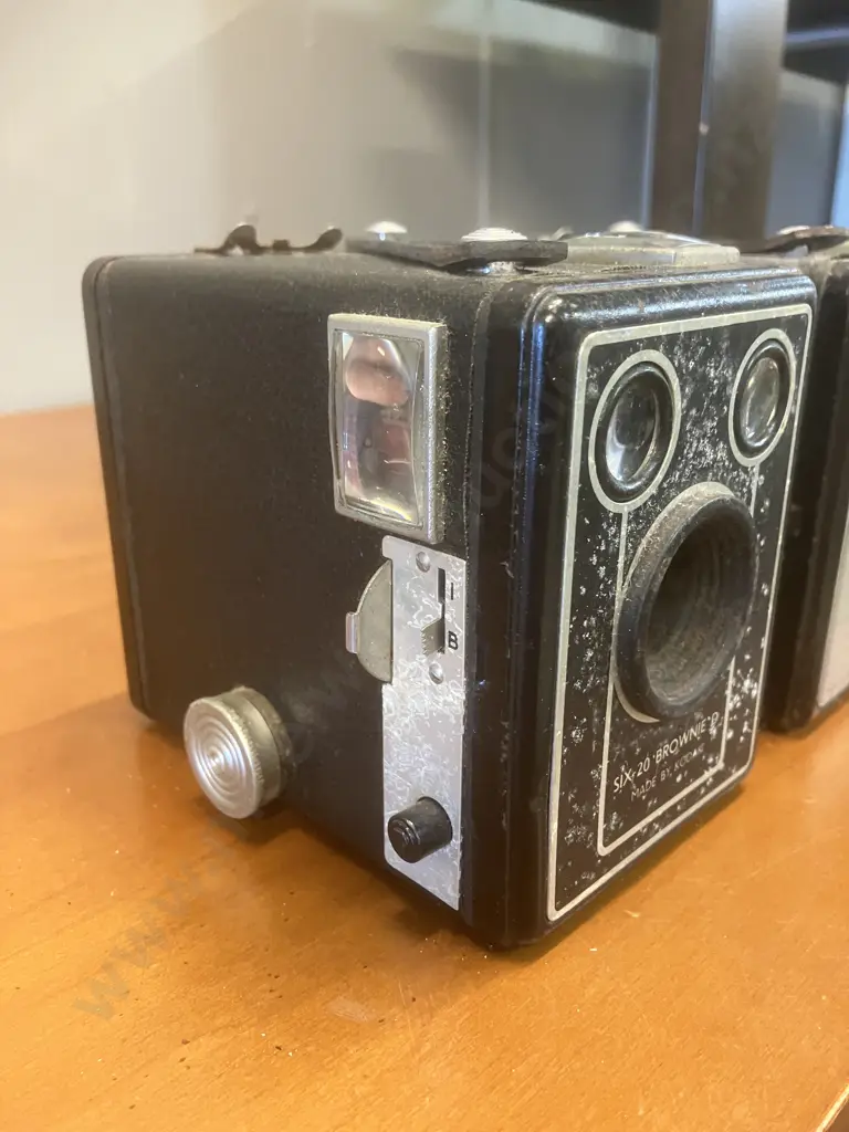 Kodak Brownie Model I Box Camera - c.1957-1960,  1950s Six-20 Model D & 1960s Brownie Flash II Image 1++