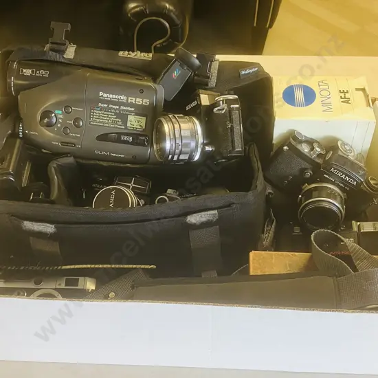 Three Miranda 35mm Film Cameras With Lenses, Canon Bodies, Panasonic R55 Etc (All As Found Condition)