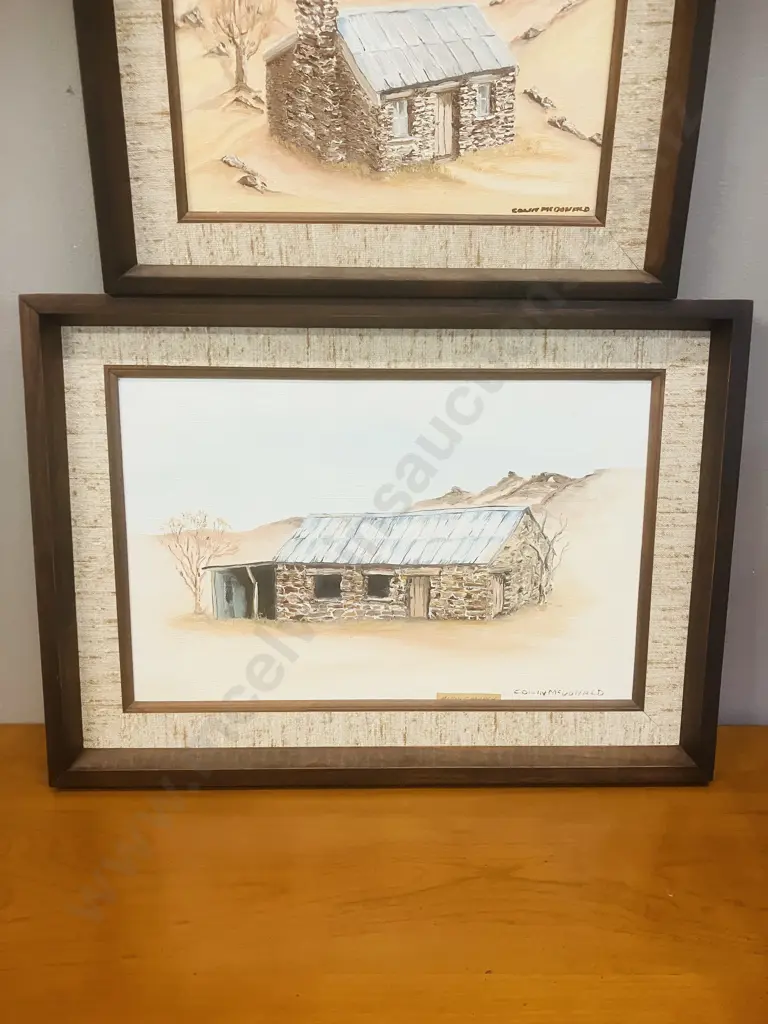 Colin McDonald - Pair of Original Paintings of South Island Stone Cottages Image 1++