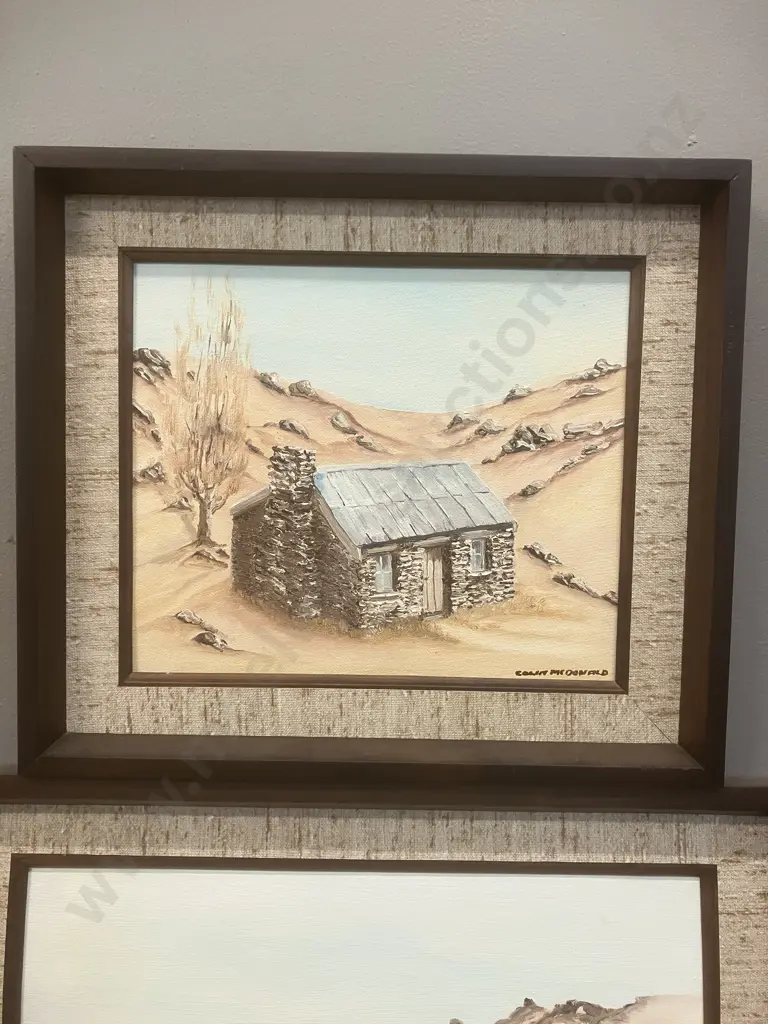 Colin McDonald - Pair of Original Paintings of South Island Stone Cottages Image 1++