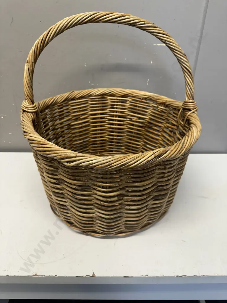Vintage Cane Handled Basket Image 1++