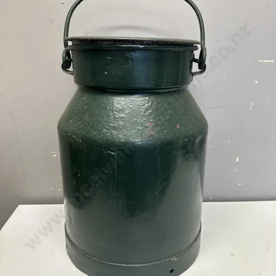 Vintage Cream Can Painted Green H44cm.