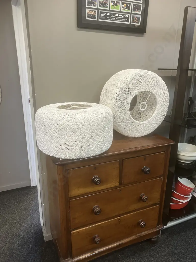 Pair of White String Light Shades. 28 x 50cm Image 1++