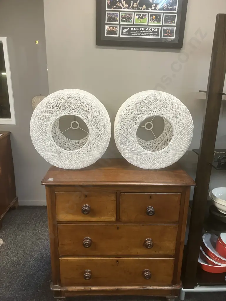 Pair of White String Light Shades. 28 x 50cm Image 1++