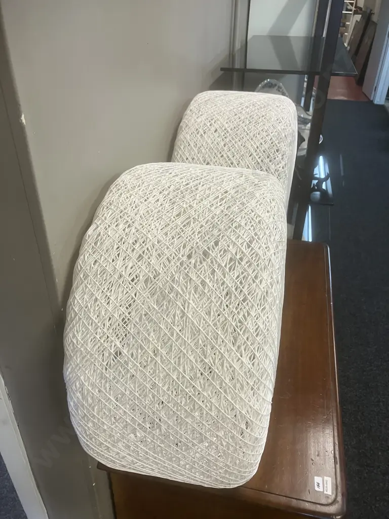 Pair of White String Light Shades. 28 x 50cm Image 1++