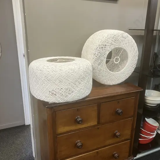 Pair of White String Light Shades. 28 x 50cm
