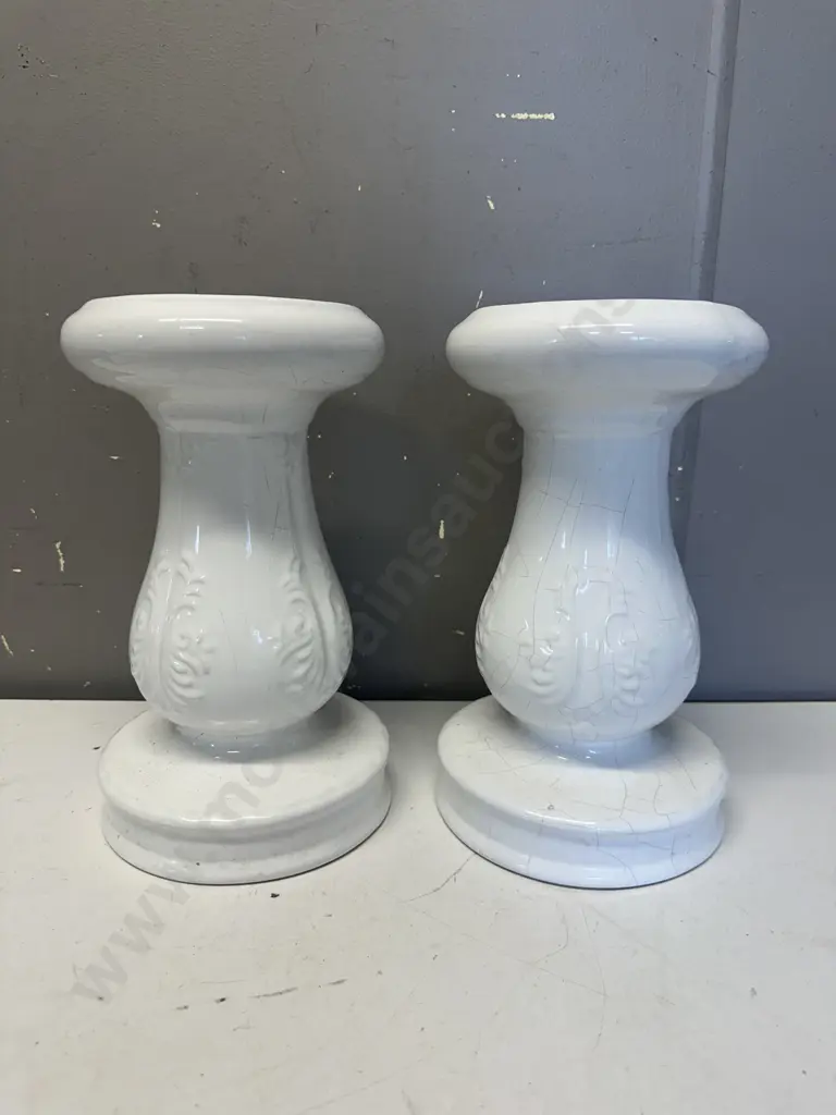Pair Of 'Loucarte' Pedestal Planter Bases H28cm. Image 1++