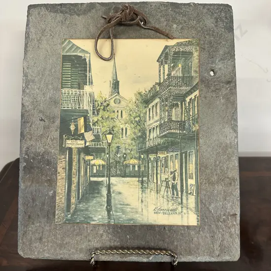Picture On Roofing Slate Tile Of Orleans Street Scene By Ken Engelhart 