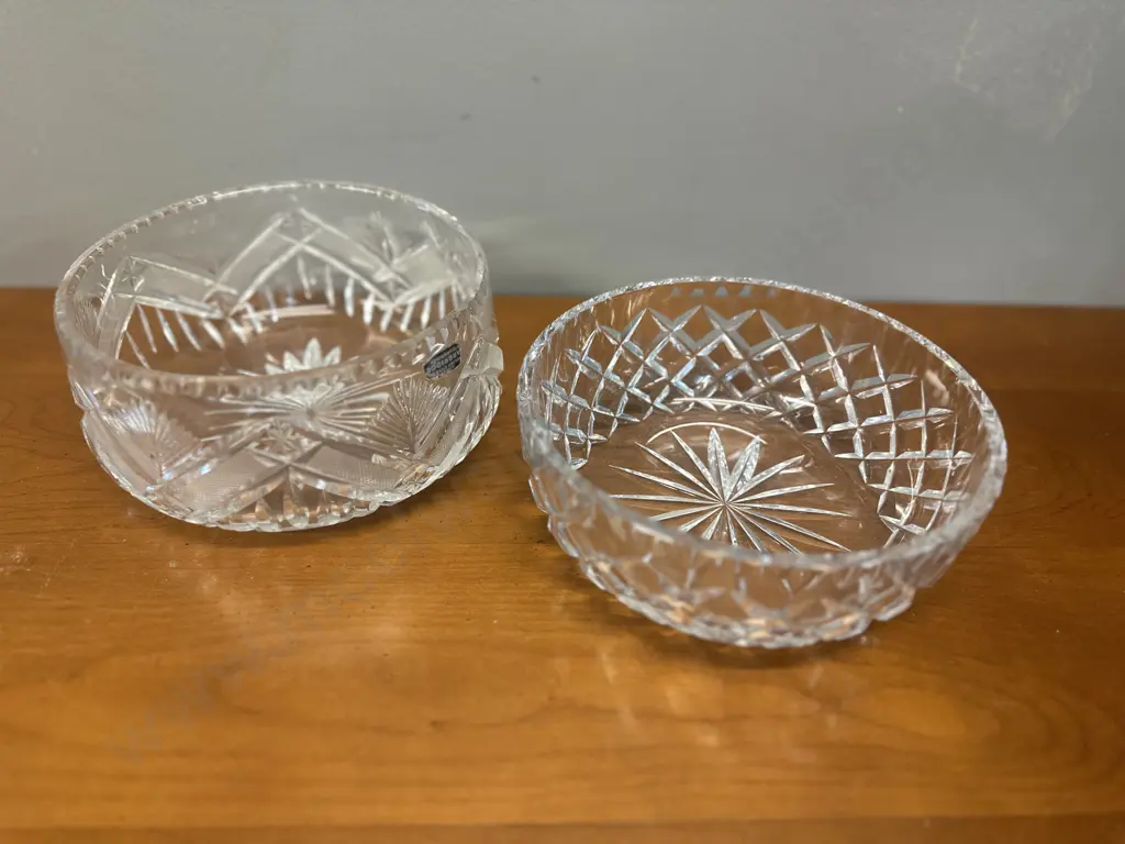 Pair Of Vintage English Crystal Bowls  Image 1++