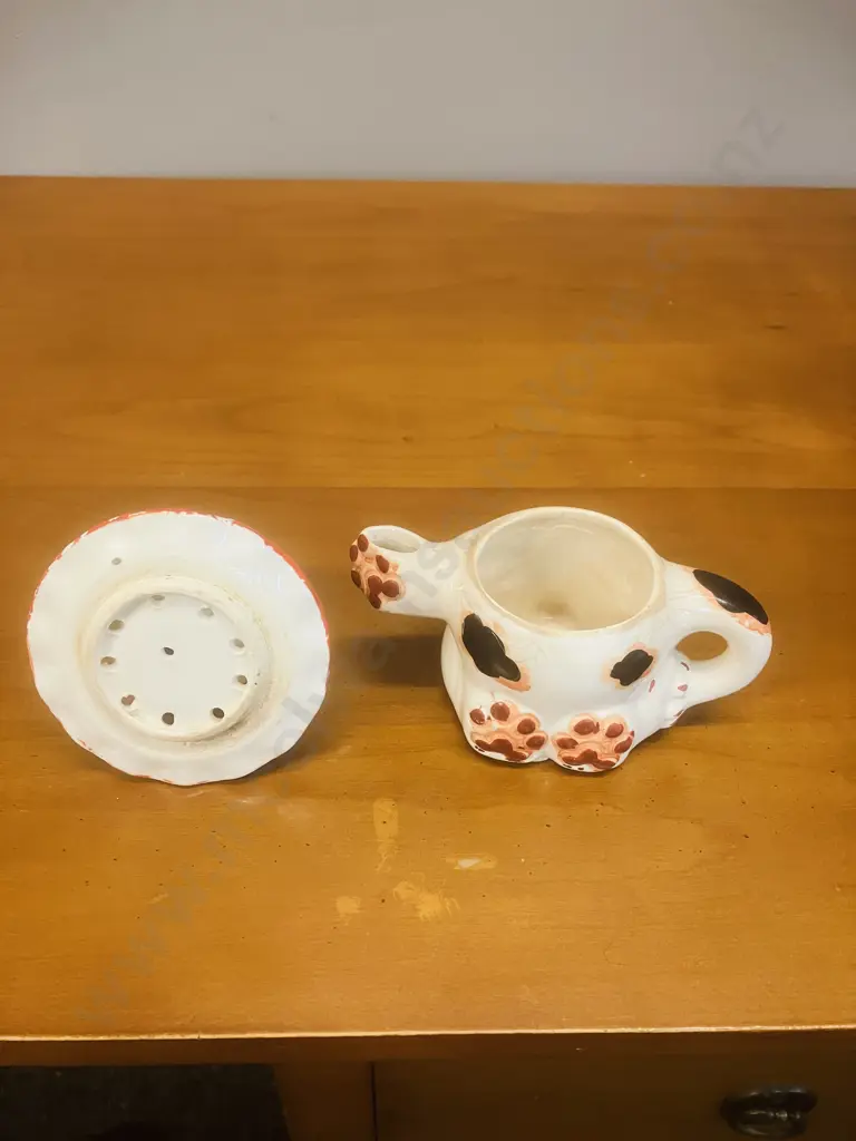 Antique Porcelain Bonzo Dog Juice Reamer c1920's - 1930's Japan. H14cm Image 1++